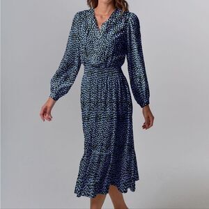 Tucker Juliette Dress Cornflower Spots in Silk Stretch Charmeuse